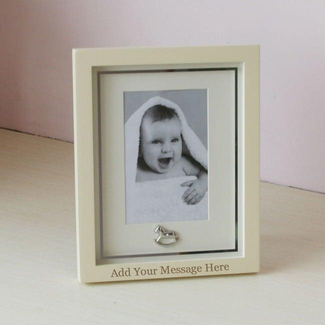 Personalised Baby Portrait Photo Frame with Rocking Horse