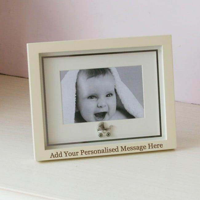 Personalised Baby Landscape Photo Frame with Pram