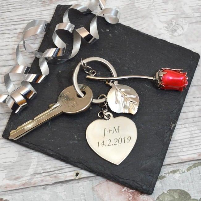 Personalised Heart Shaped Key Ring For Valentines Day