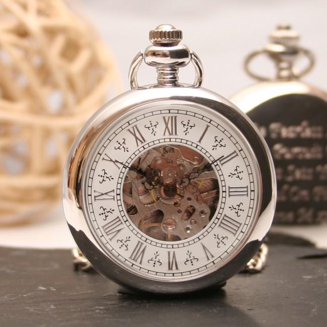 Personalised Skeleton Pocket Watch Ornate