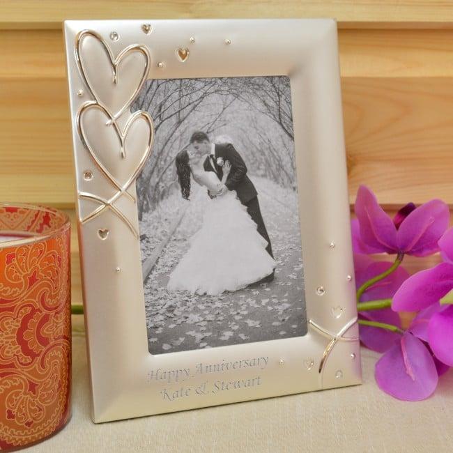 Silver Hearts Personalised Photo Frame