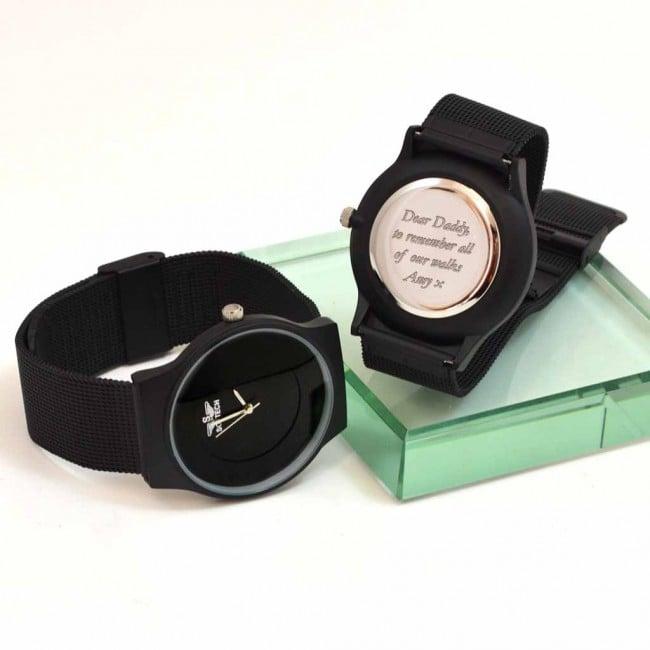 Personalised Wrist Watch Black Dial Fathers Day Gift