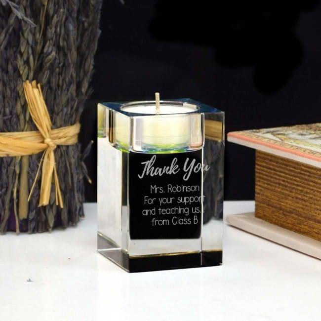 Personalised Tea Light Holder Thank You Teacher Gift