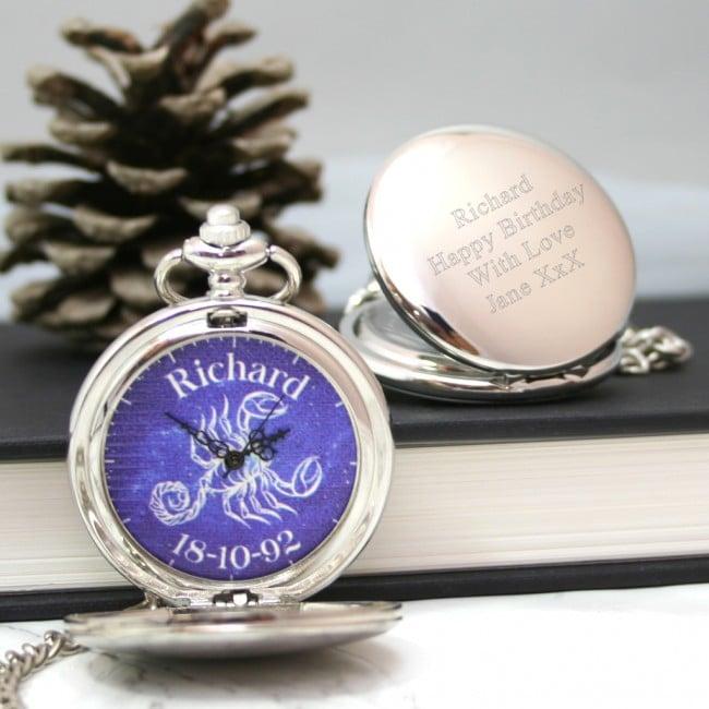 Handmade Personalised Pocket Watch Zodiac Design