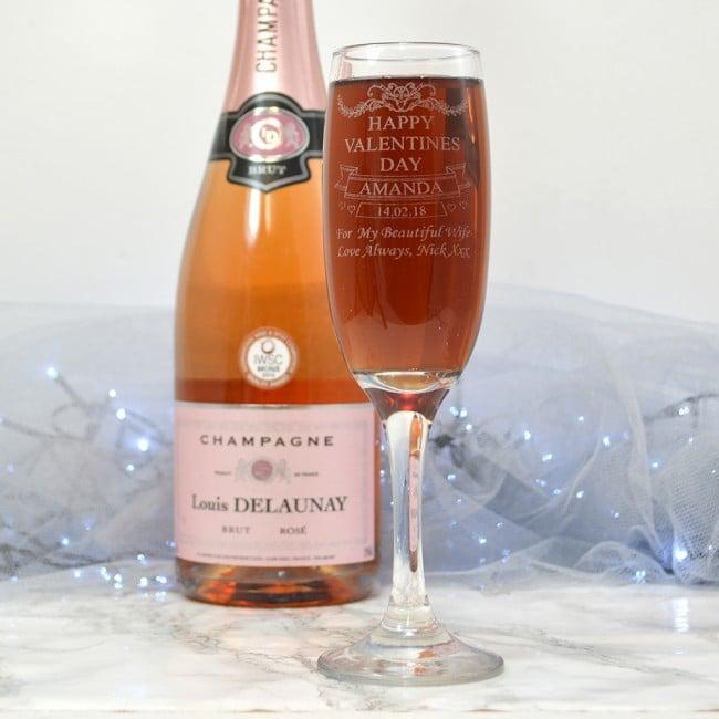 Engraved Champagne Flute Valentines Day Gift