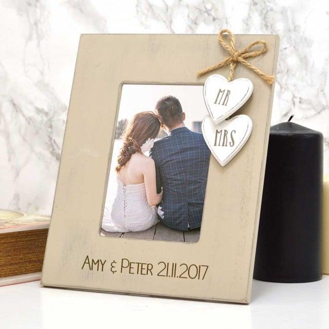 Personalised Mr and Mrs Wooden Photo Frame Gift 4 x 6