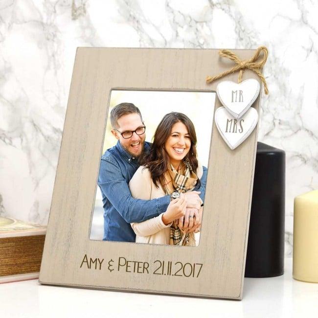 Personalised Mr and Mrs Wooden Photo Frame Gift 5 x 7