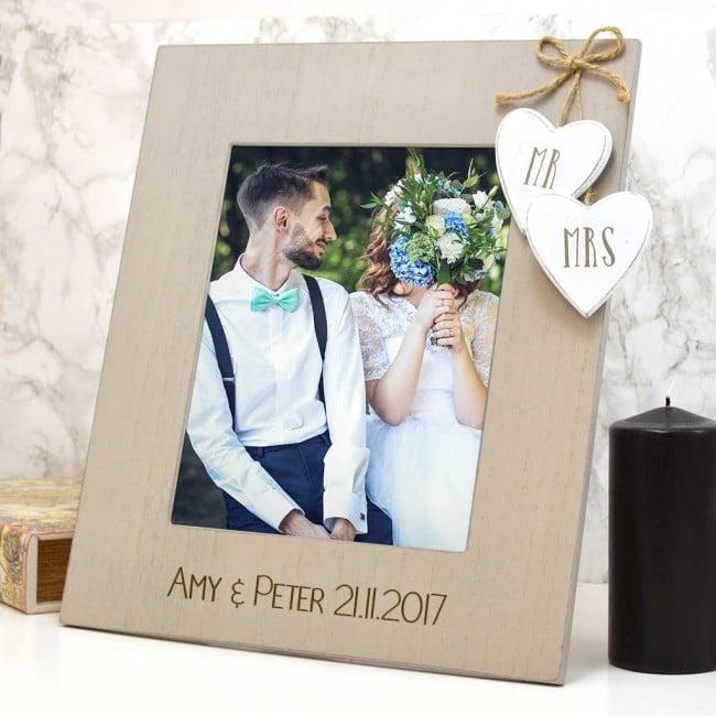 Personalised Mr and Mrs Wooden Photo Frame Gift 8 x 10