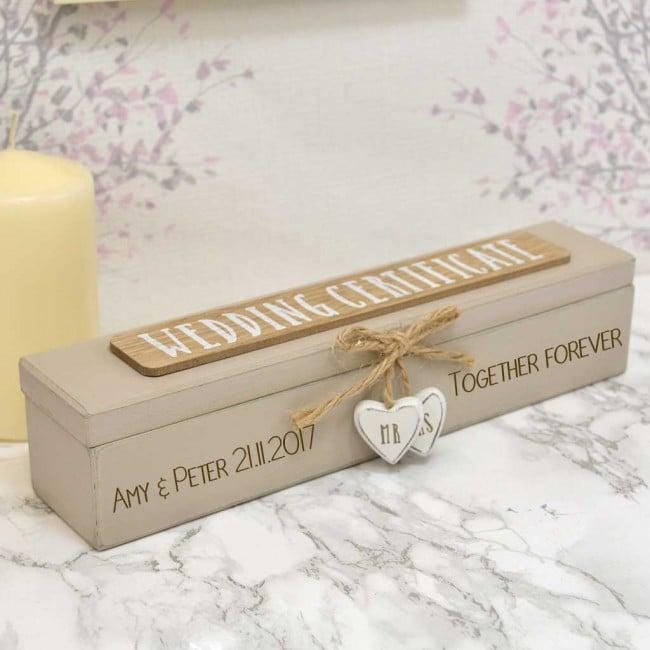 Personalised Wooden Wedding Certificate Holder