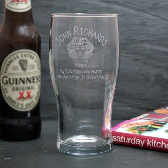 Personalised Zodiac Design Engraved Pint Glass