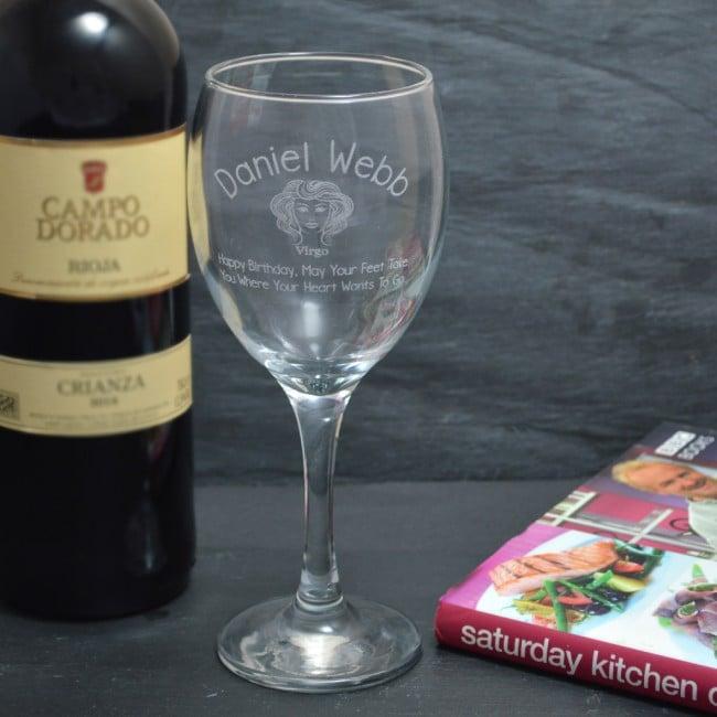 Personalised Zodiac Design Wine Glass