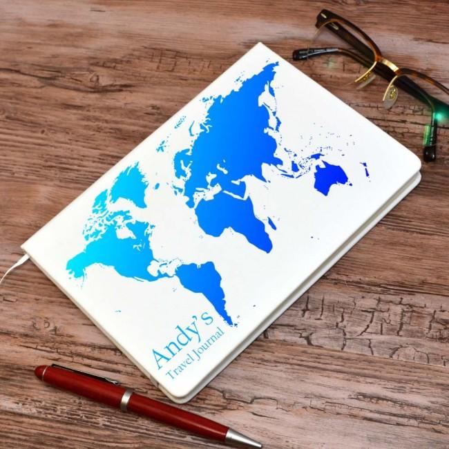 Personalised Notebook Hardback World Map Design