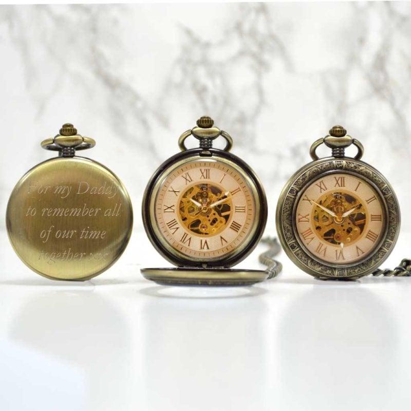 Gifts for Dad Personalised Pocket Watch Antique Face