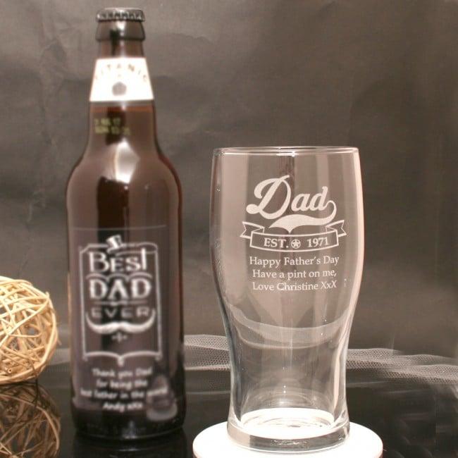 Dads Engraved Pint Glass Gift