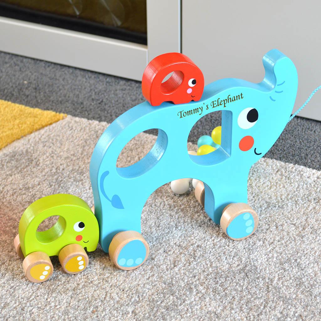 Personalised Toy Pull Along Elephants