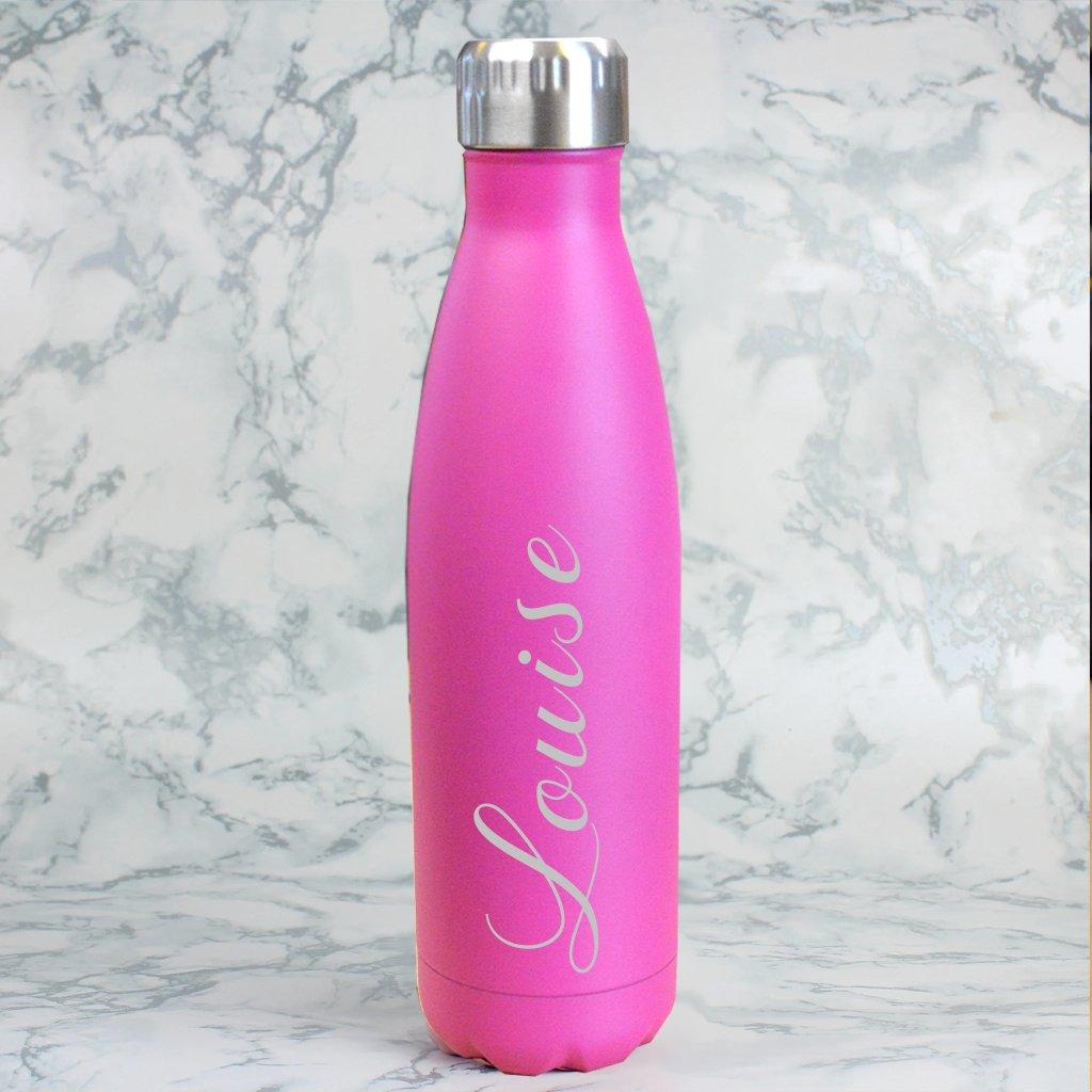 Personalised Pink Metal Insulated Drinks Bottle