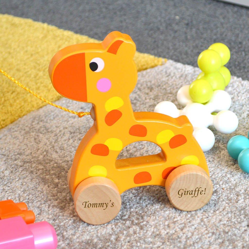 Personalised Toy Pull Along Giraffe