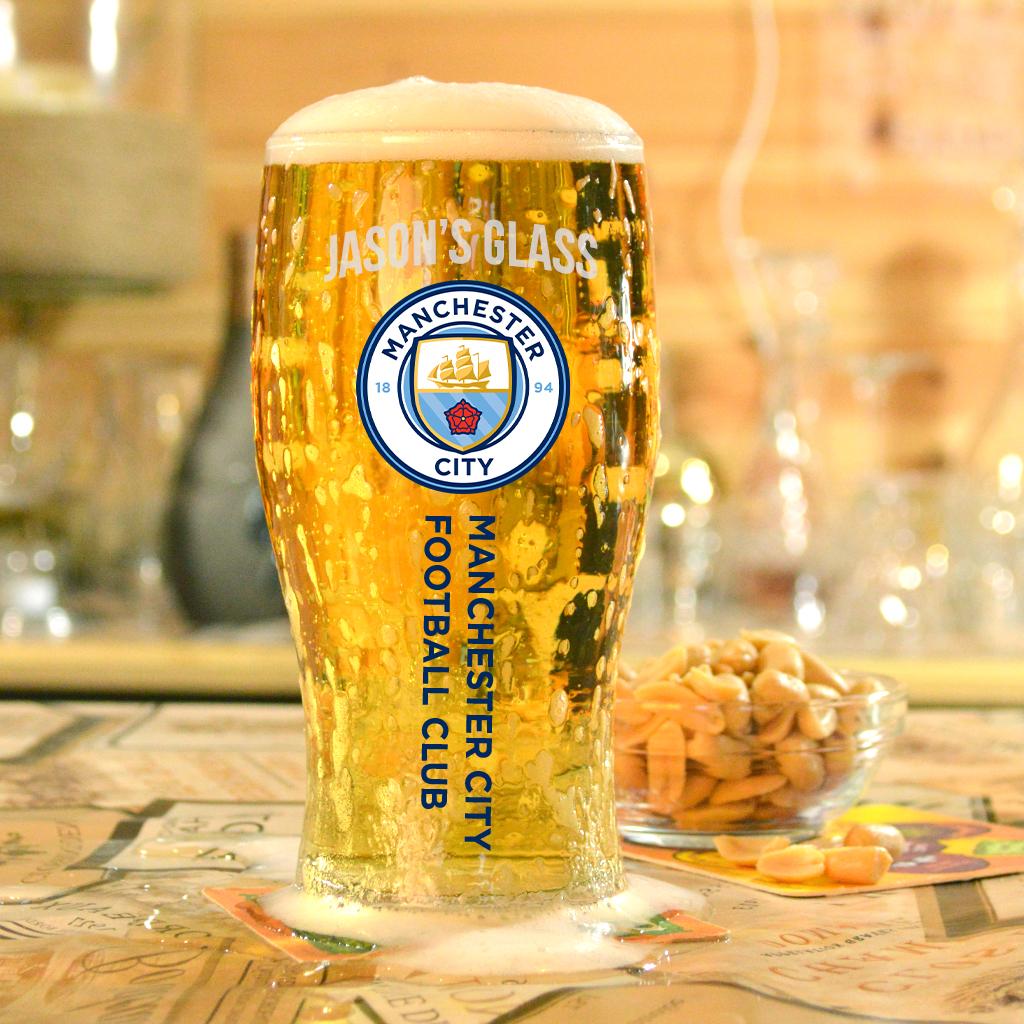 Manchester City Personalised Pint Glass Gift