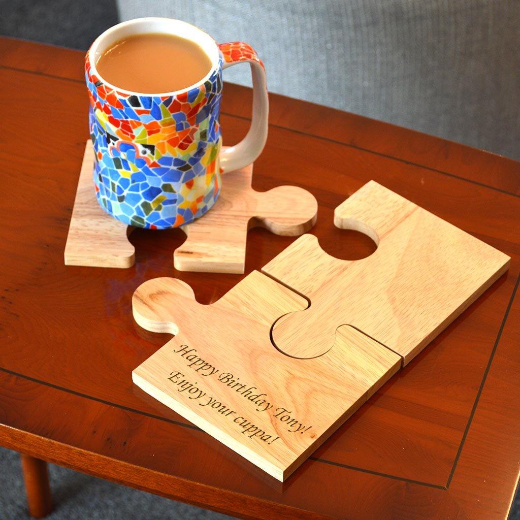 Personalised Wooden Jigsaw Coaster 4 Piece