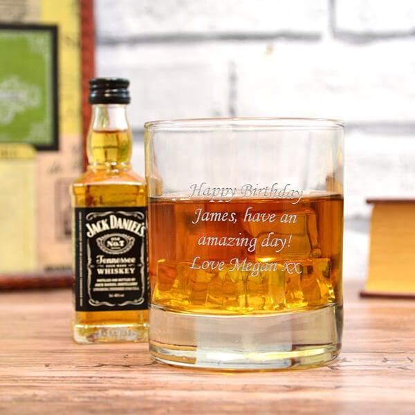 Mini Jack Daniels Gift Set with Personalised Whisky Glass