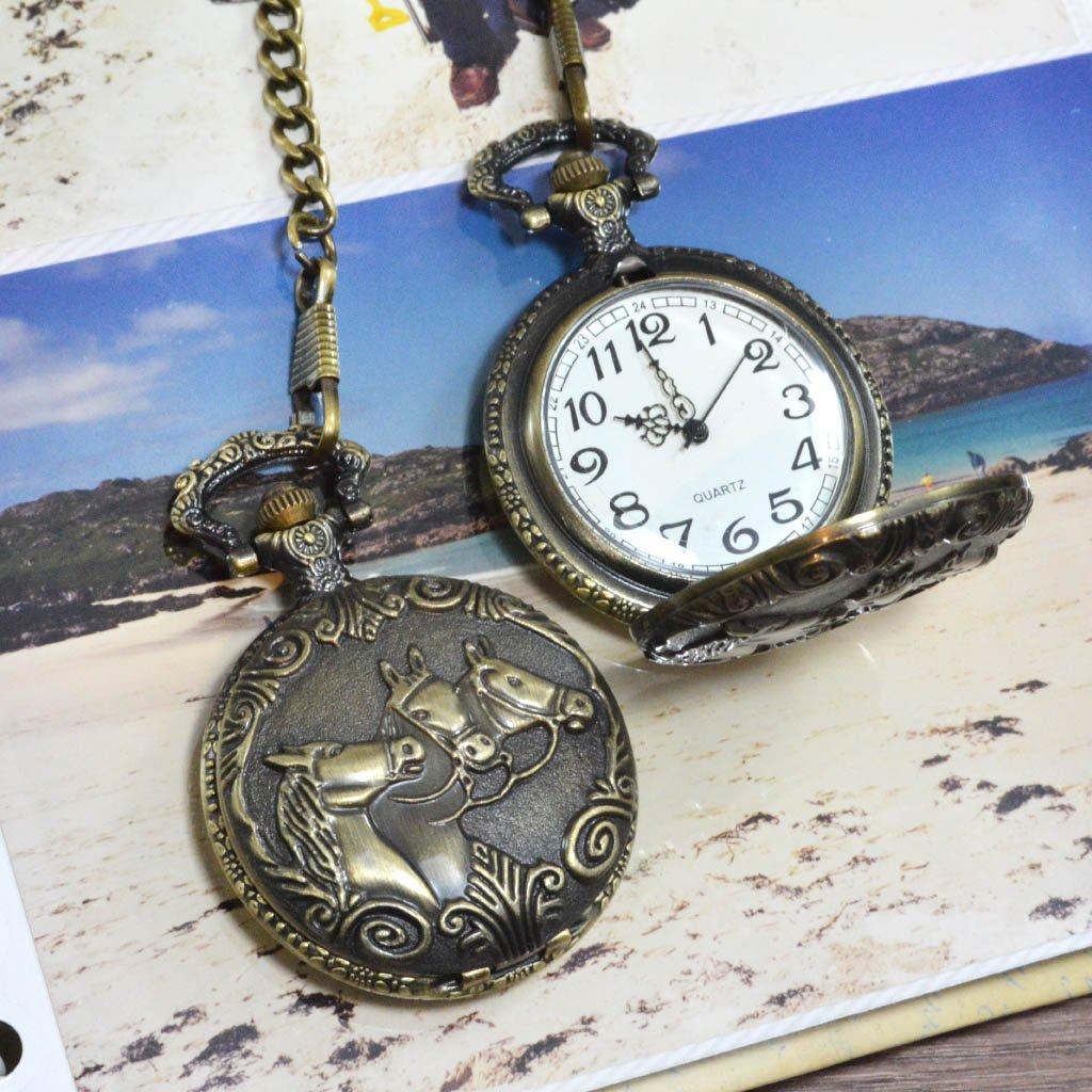 Personalised Bronze Pocket Watch Triple Horse Design