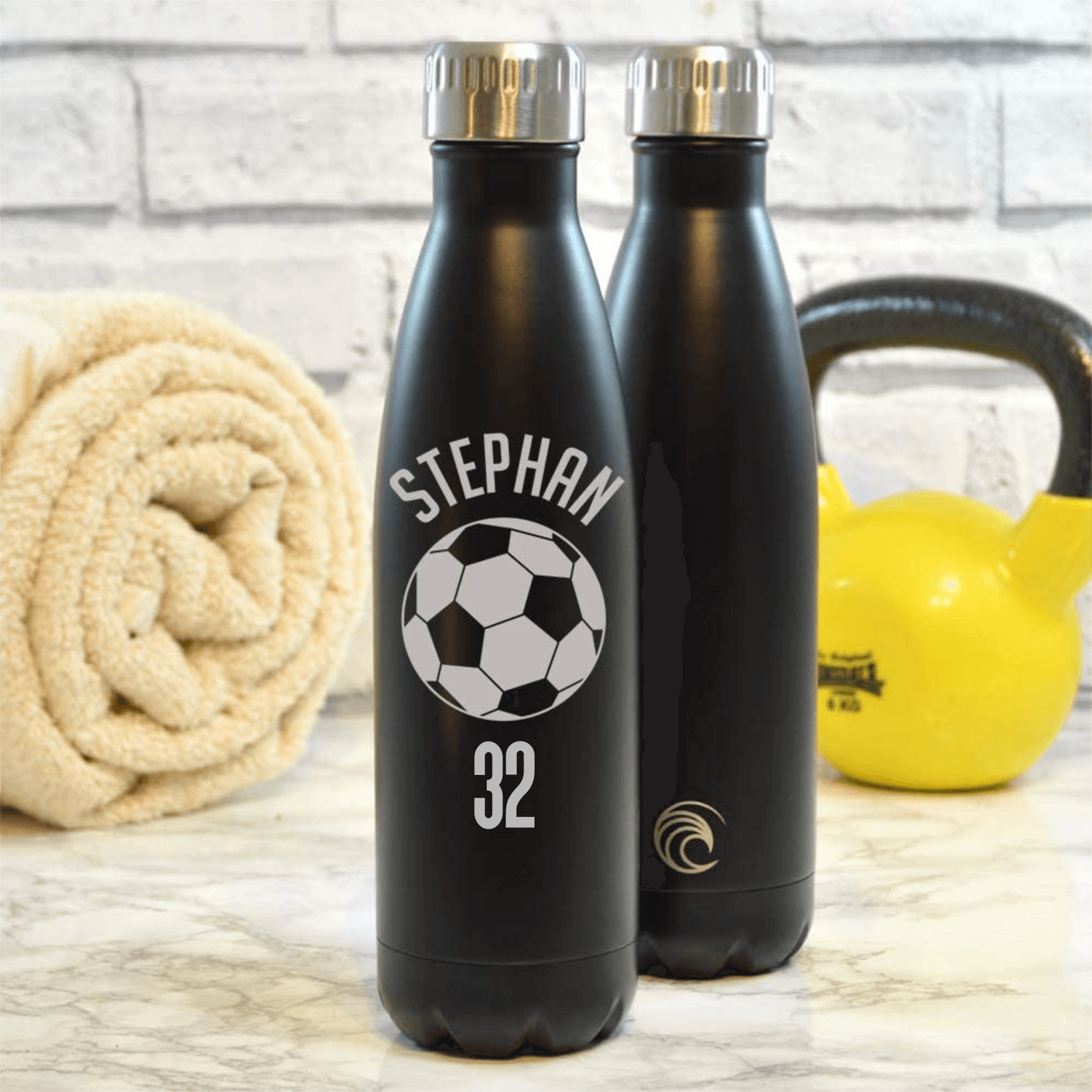 Personalised Water Bottle Football Design