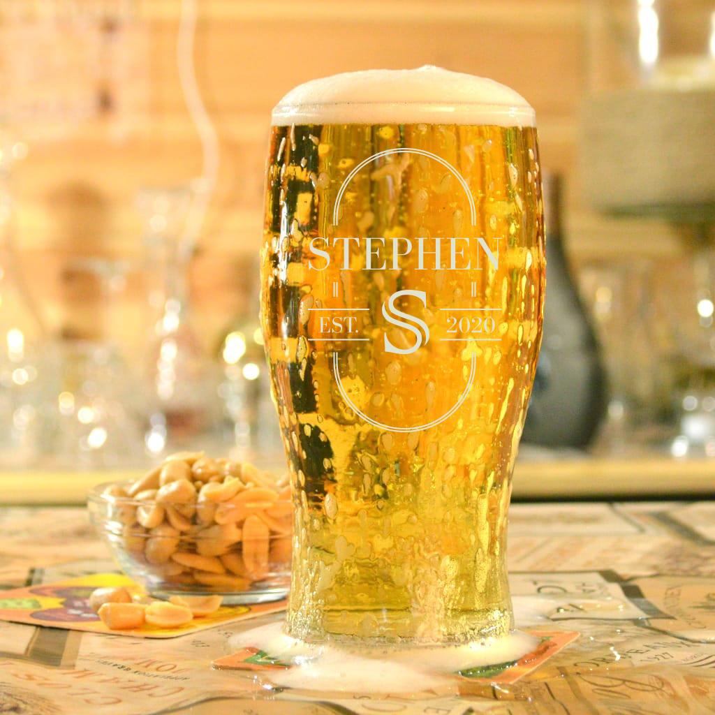 Personalised Traditional Monogram Pint Glass