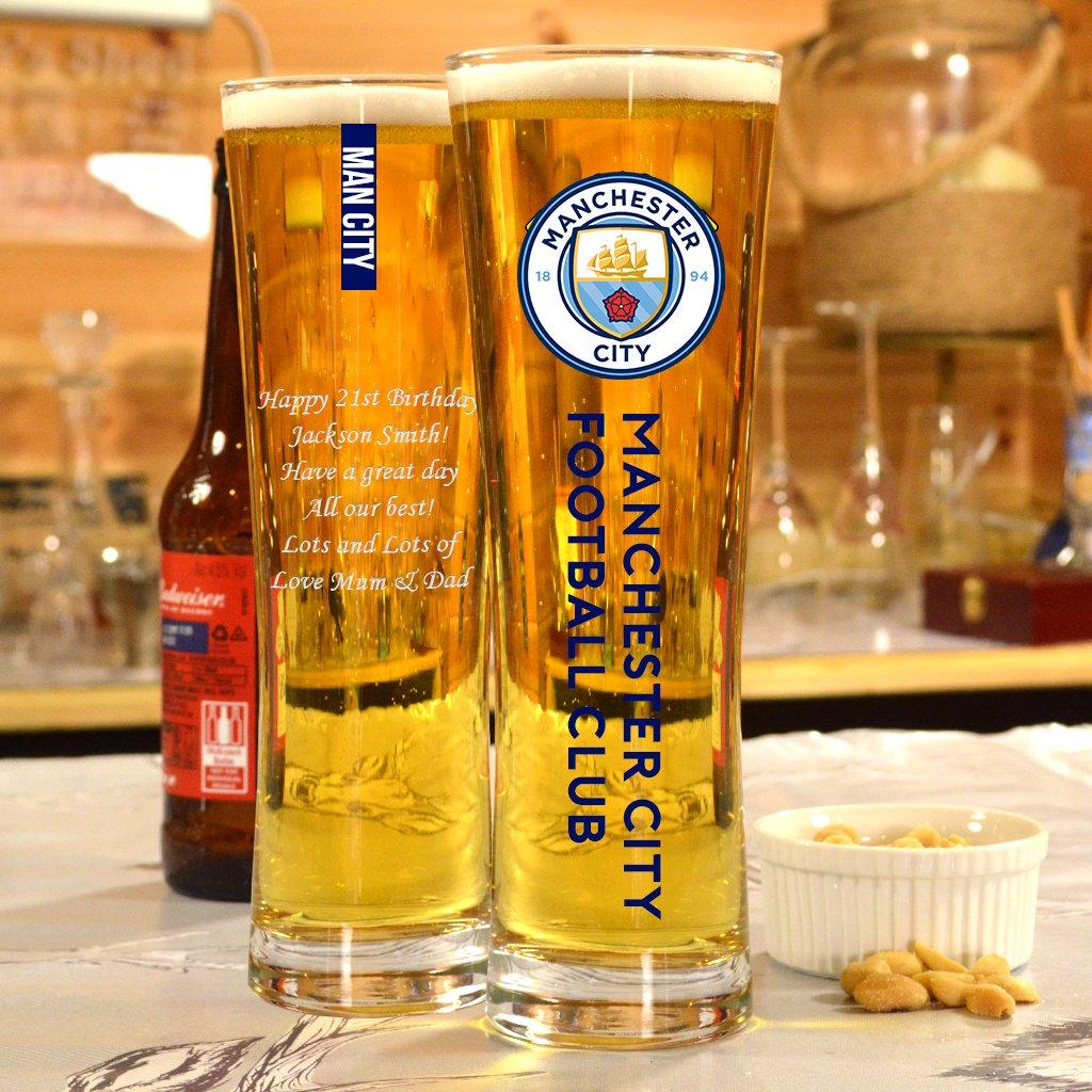 Personalised Manchester City Peroni Style Pint Glass