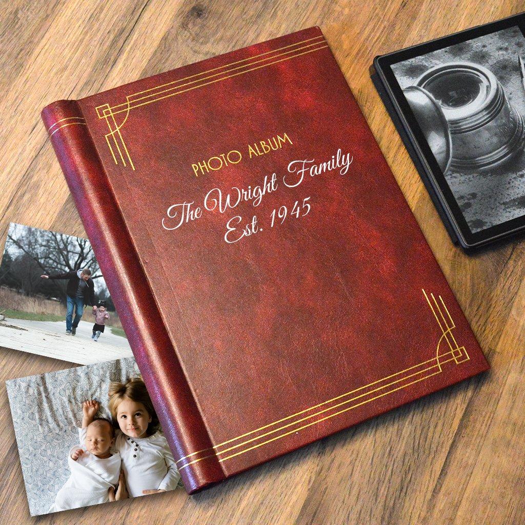 Personalised Photo Album Vintage Red Design