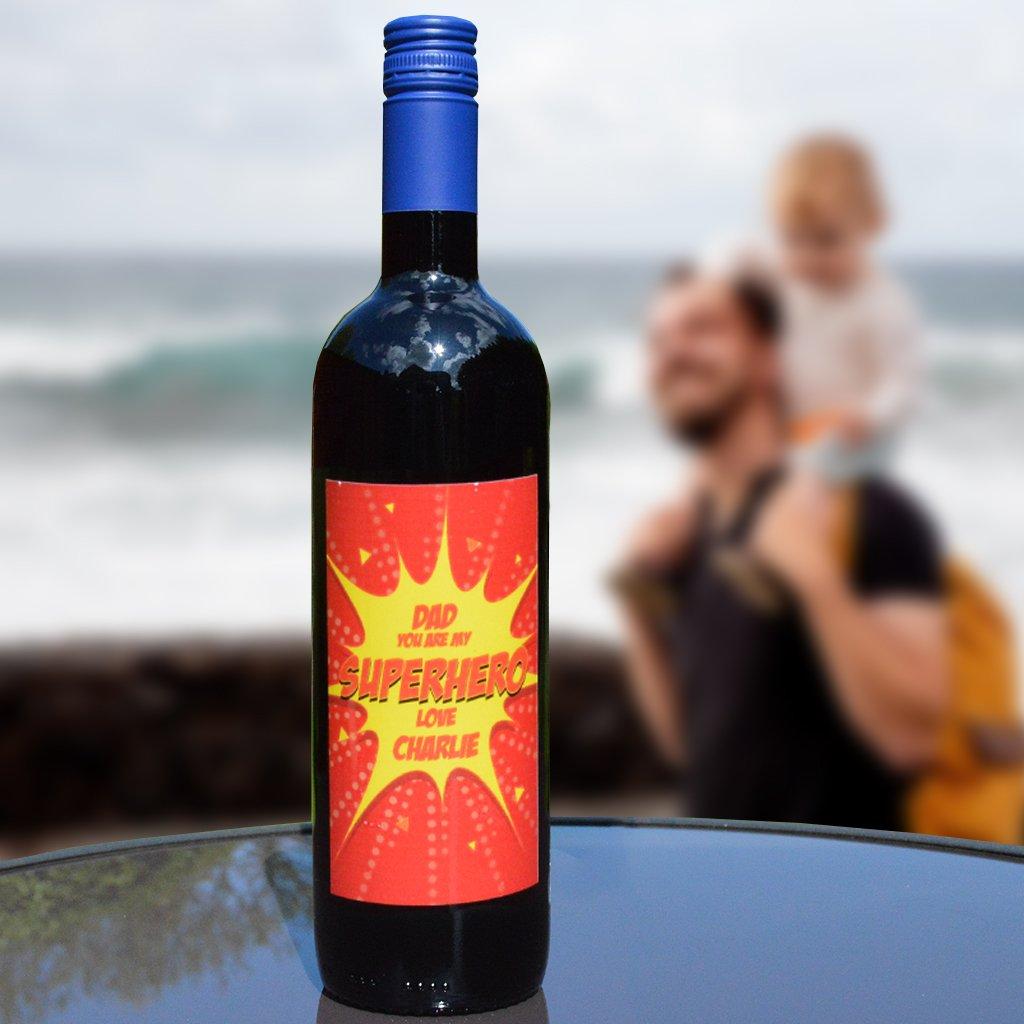 Personalised Wine With Superhero Dad Label