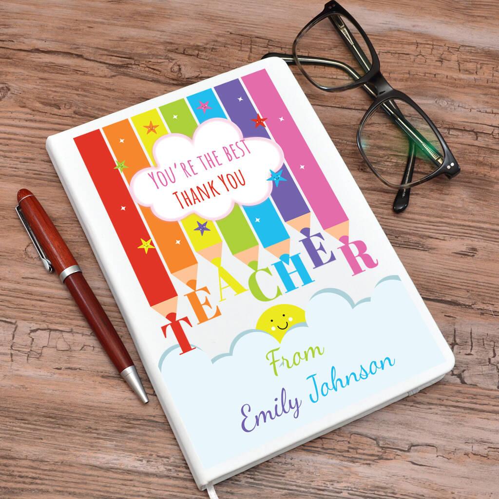 Personalised Thank You Teacher Notebook Rainbow Design