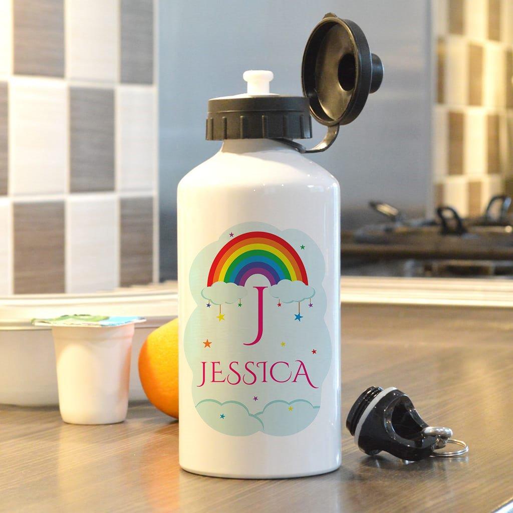 Personalised Drinks Bottle Rainbow Initial Design