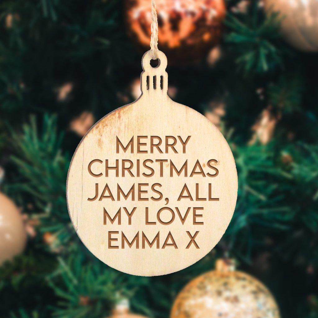 Personalised Christmas Bauble Message Design