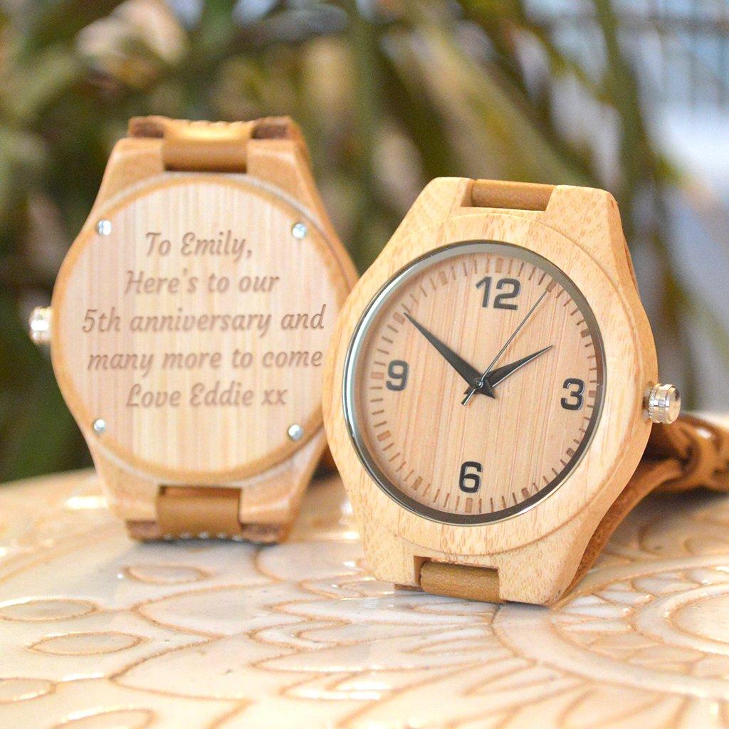 Personalised Bamboo Wristwatch With Numbered Dial