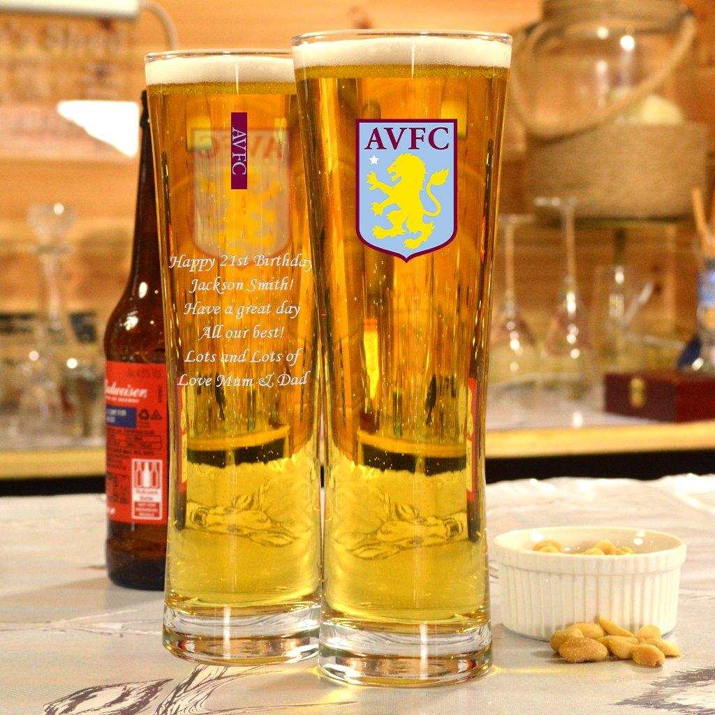 Personalised Aston Villa Peroni Glass Gift