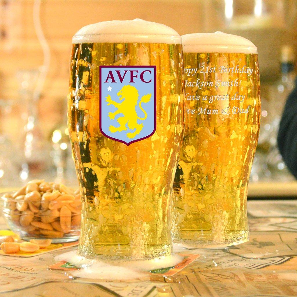 Personalised Aston Villa Pint Glass Gift