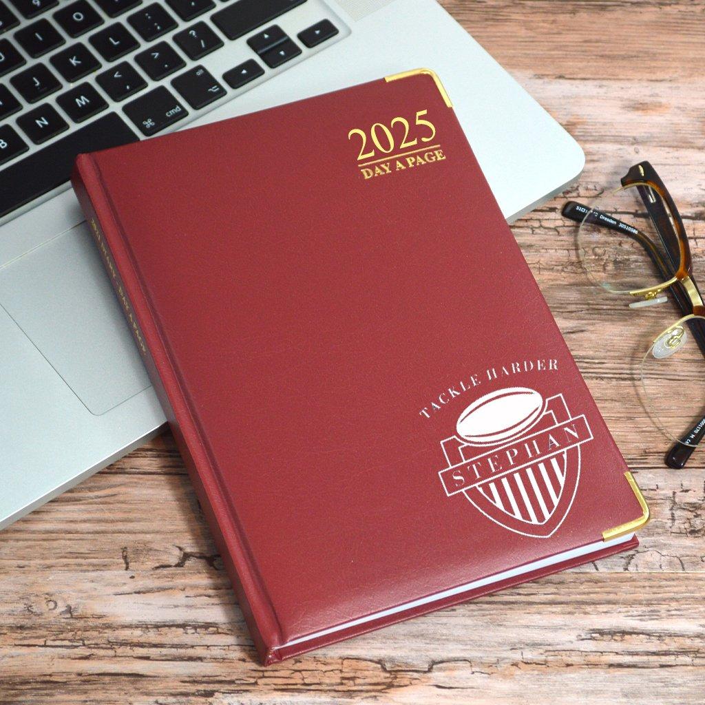 Personalised Diary 2025 With Rugby Design