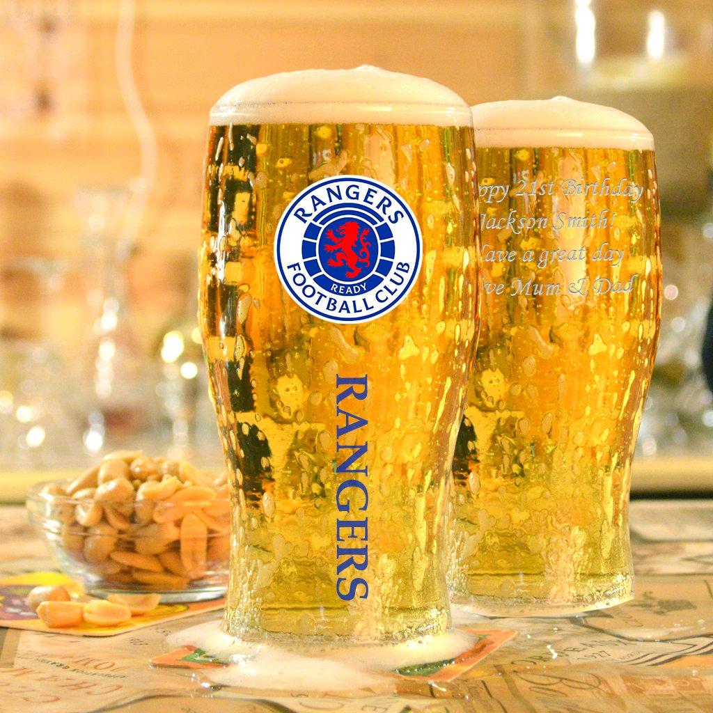 Personalised Rangers Pint Glass Gift