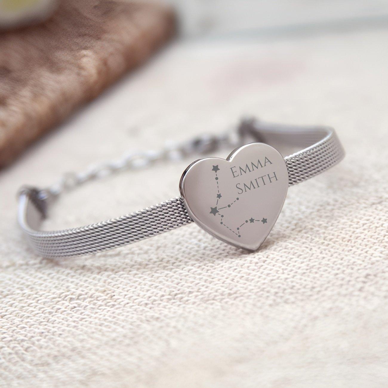 Personalised Heart Bracelet With Aquarius Design