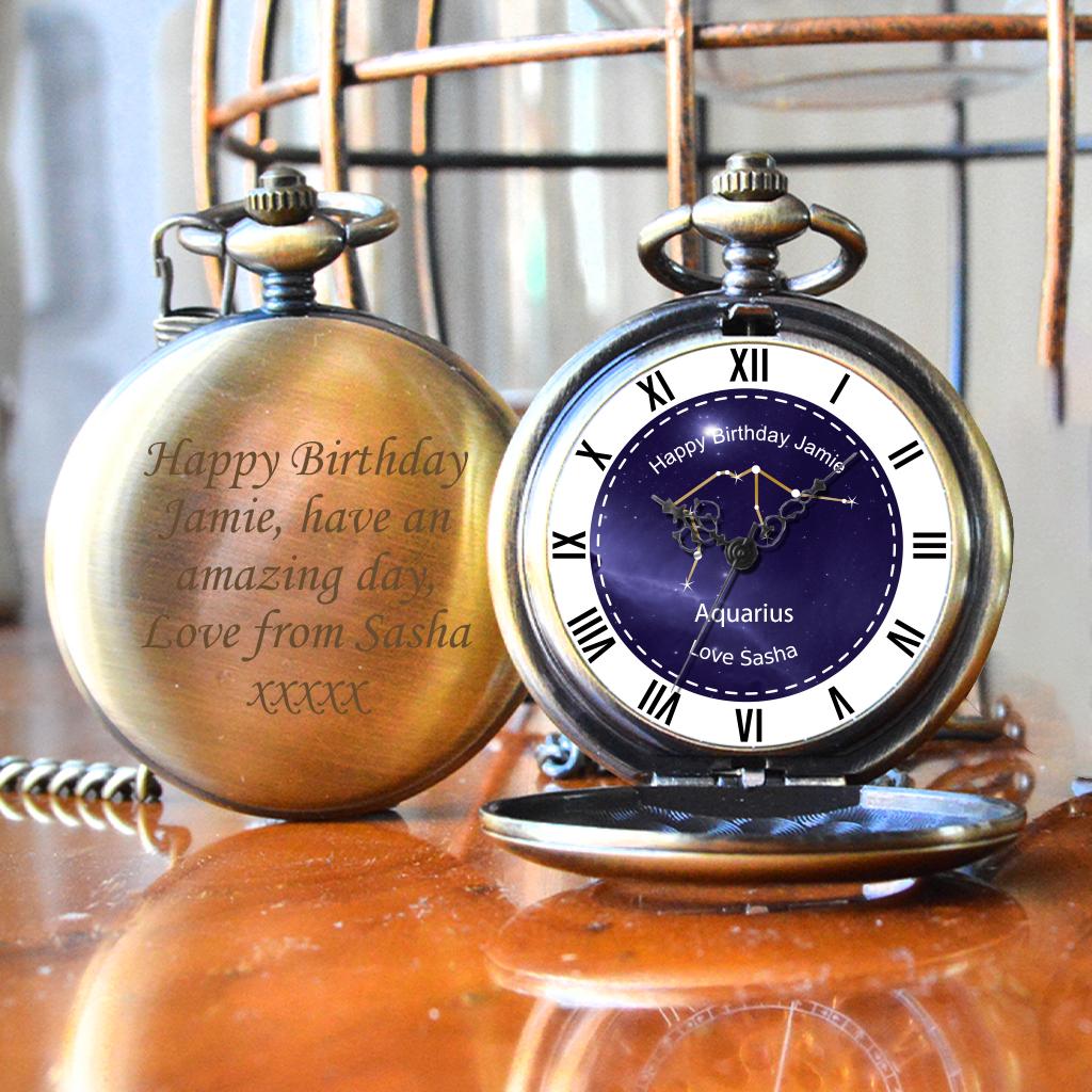 Personalised Aquarius Constellation Pocket Watch