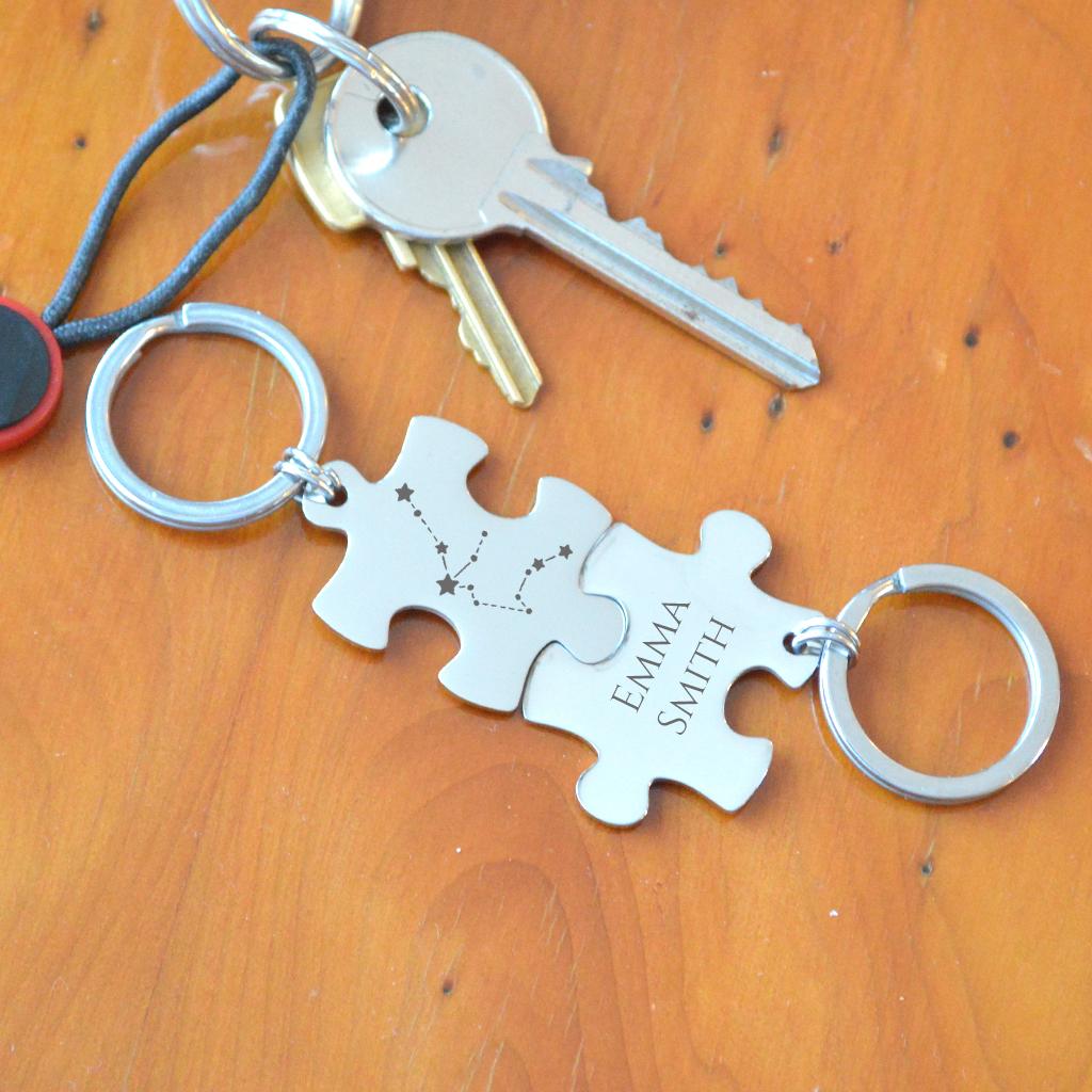 Personalised Puzzle Aquarius Keyrings