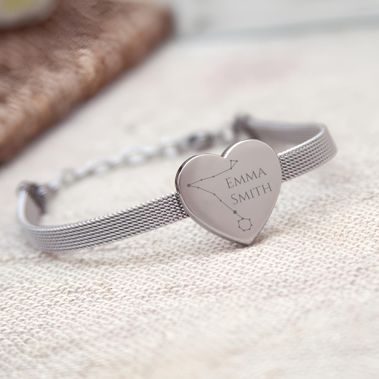 Personalised Heart Bracelet With Pisces Design