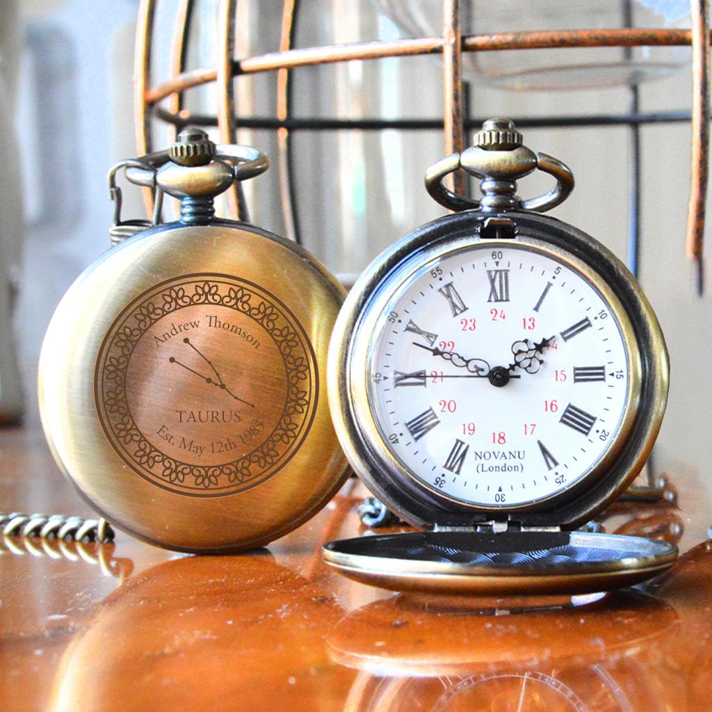 Personalised Taurus Ornate Pocket Watch