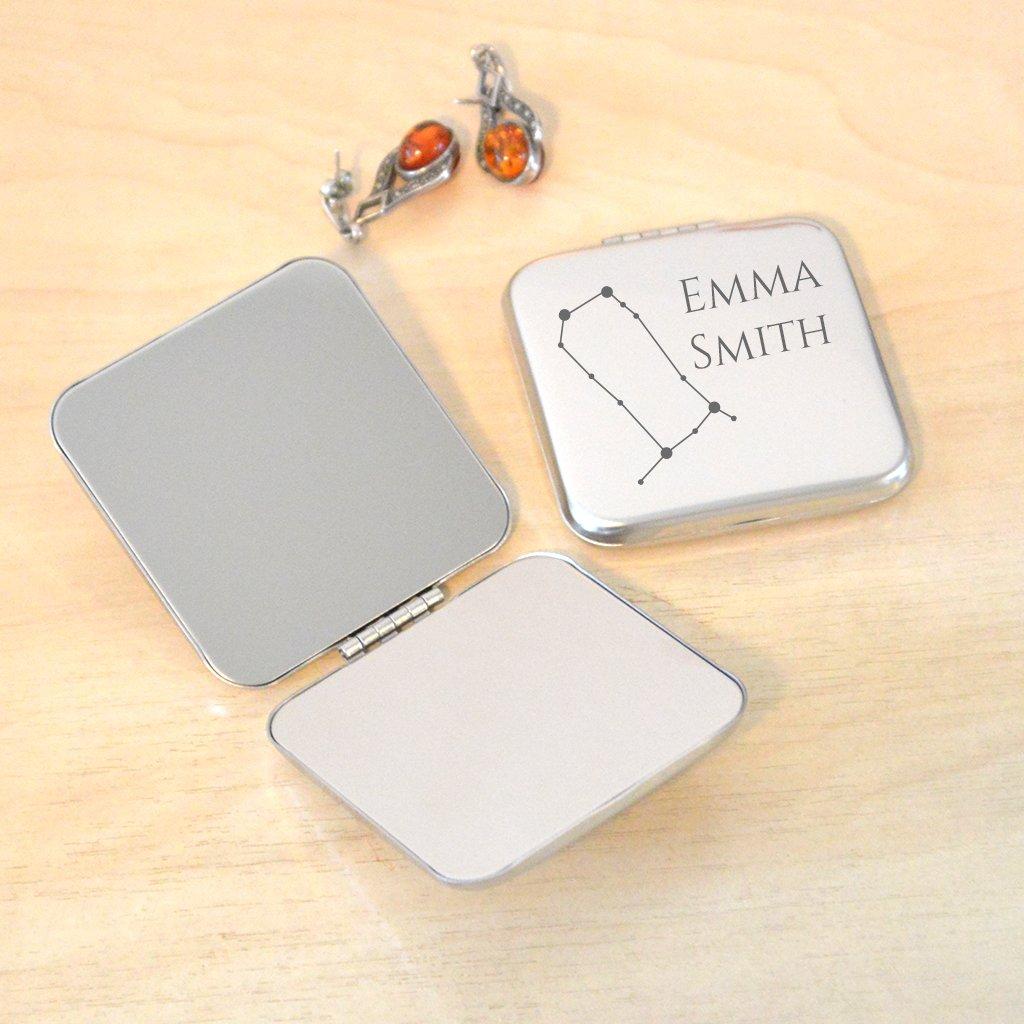 Personalised Gemini Silver Compact Mirror