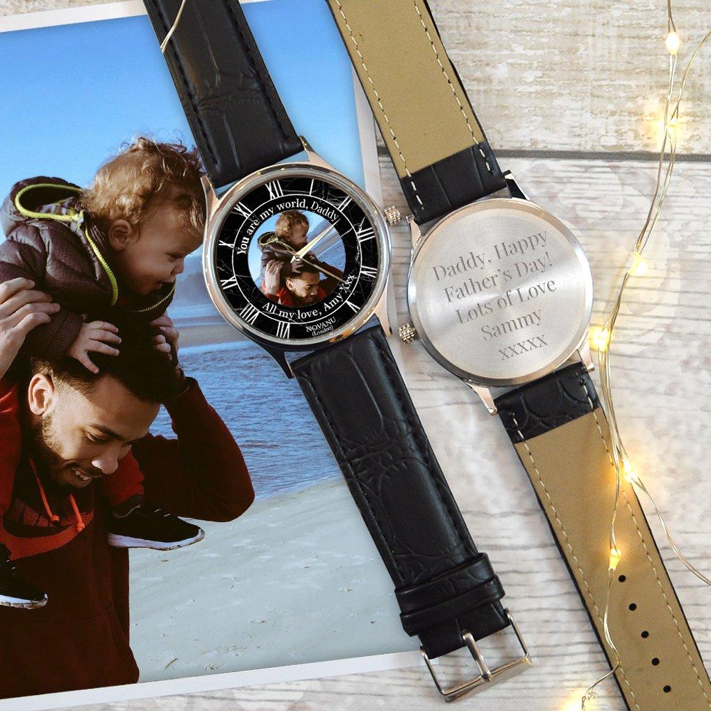 Personalised Fathers Day Photo Wrist Watch With Dial Message