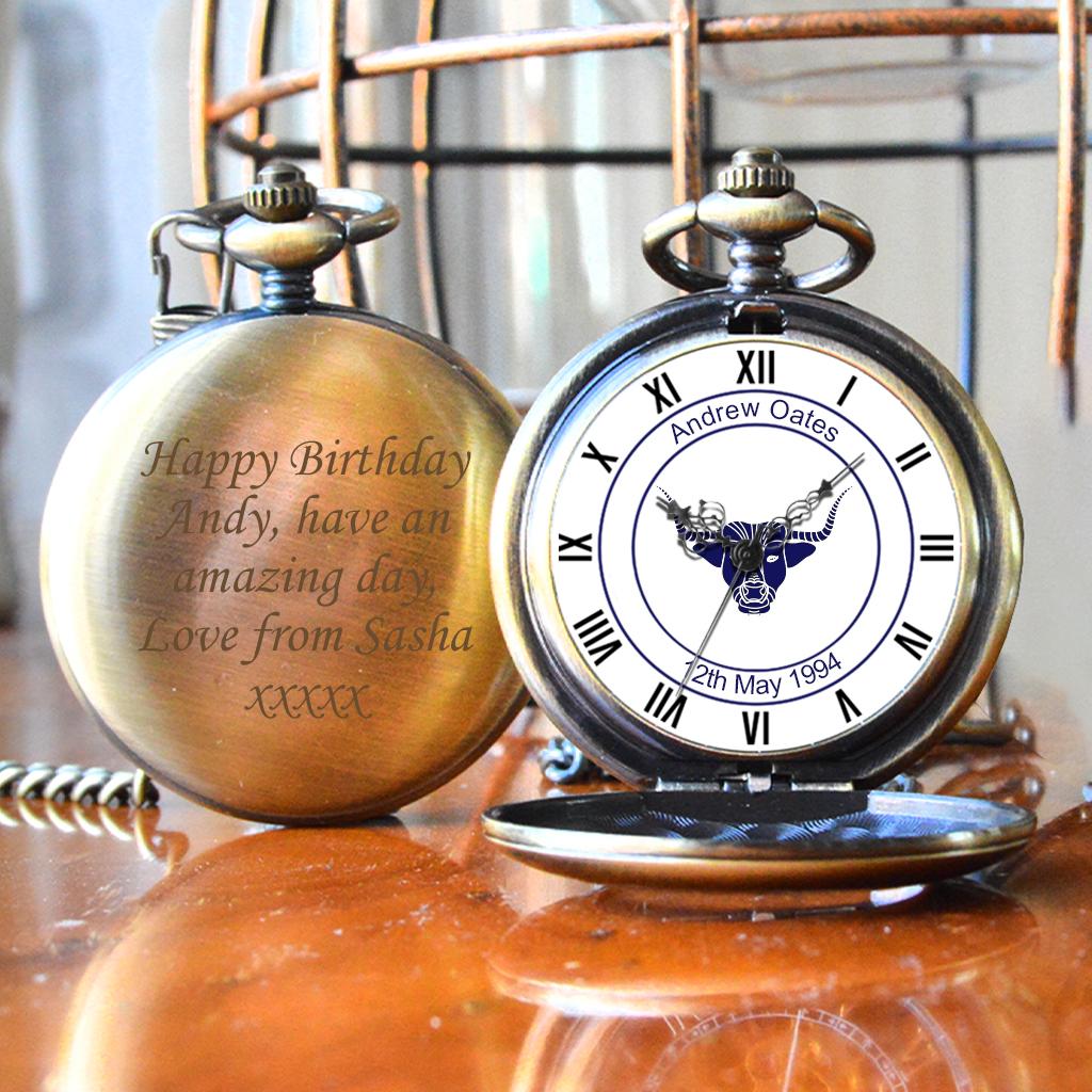 Personalised Taurus Design Pocket Watch