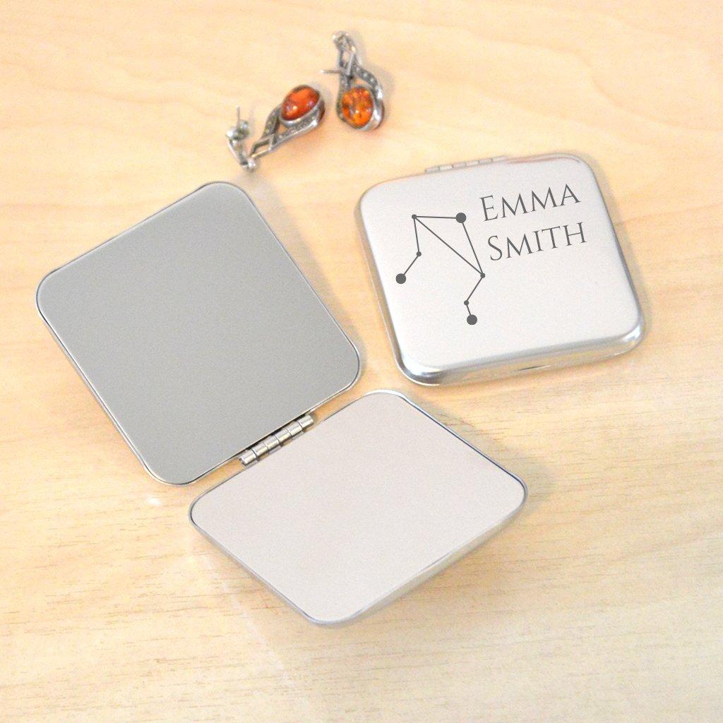 Personalised Libra Silver Compact Mirror