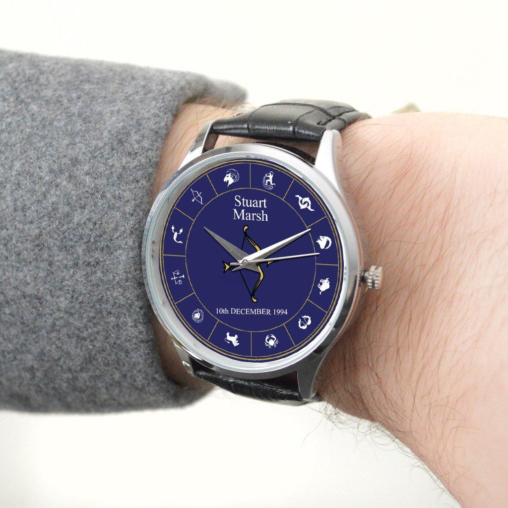 Personalised Sagittarius Design Blue Wrist Watch