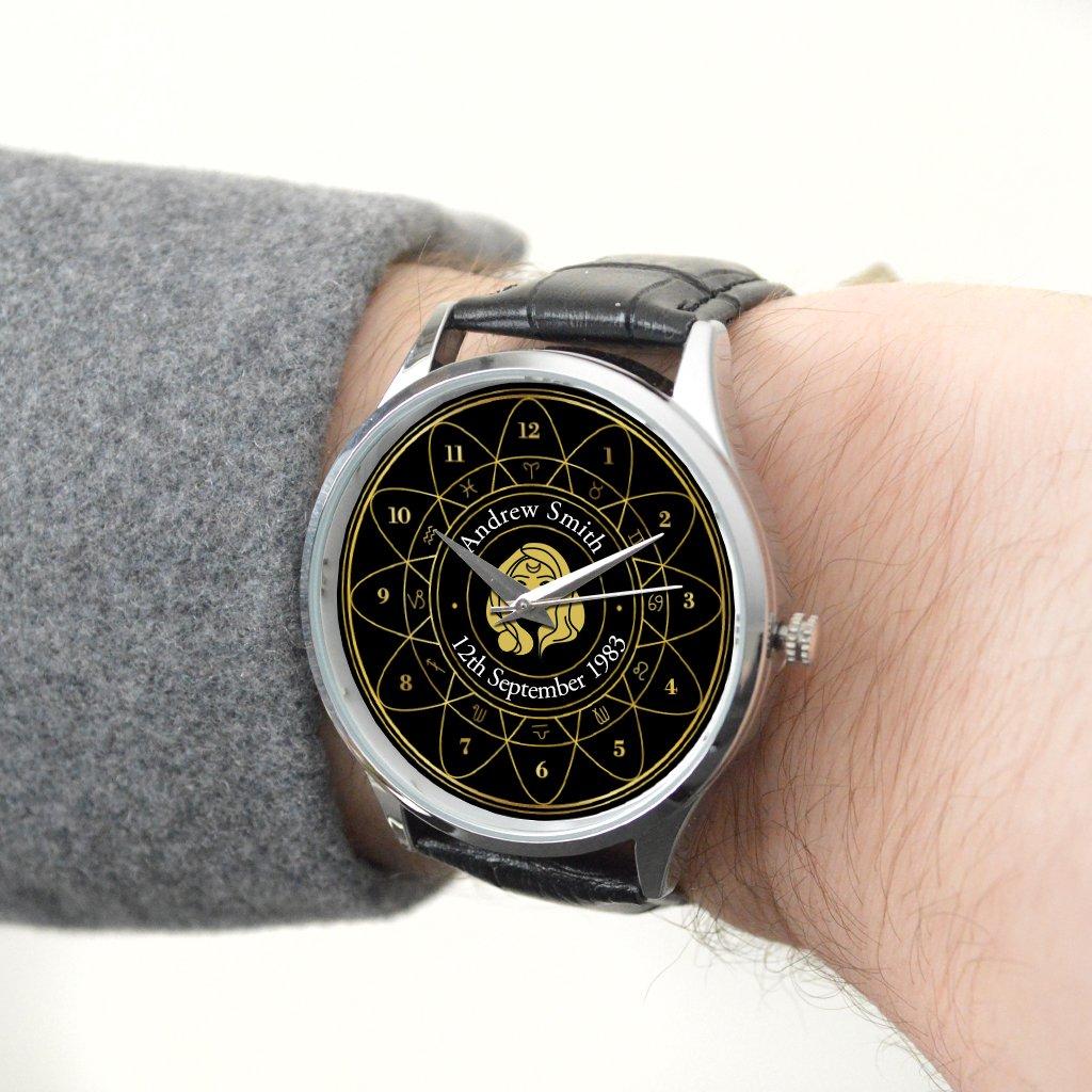 Personalised Wrist Watch with Virgo Arabic Design