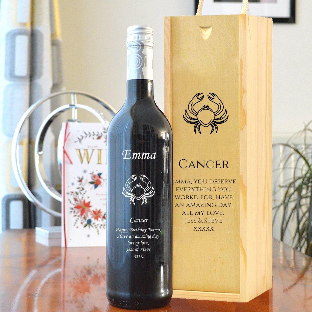 Personalised Cancer Design Wine And Carry Box Set